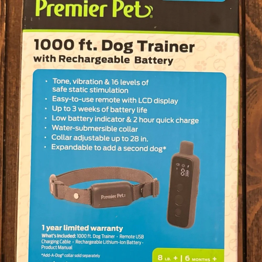 Premier Pet 1000 Ft Dog Trainer Rechargeable Battery Corrects Unwanted Behaviors